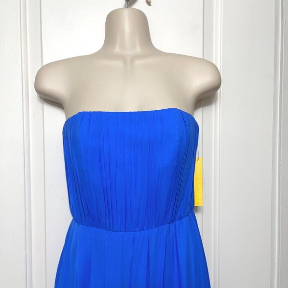 Alice + Olivia Silk Strapless Maxi Dress with Pleated Bodice & Draped Skirt 2 - Picture 6 of 11